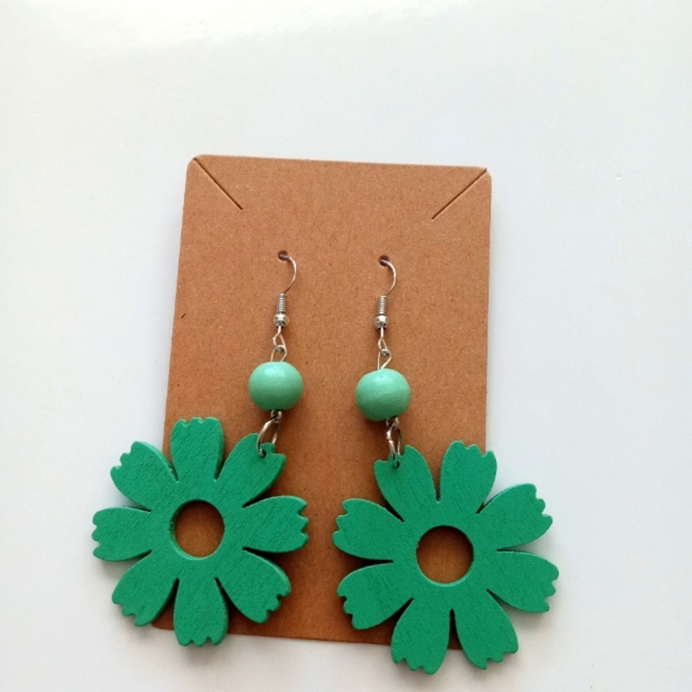 Green Floral Earrings